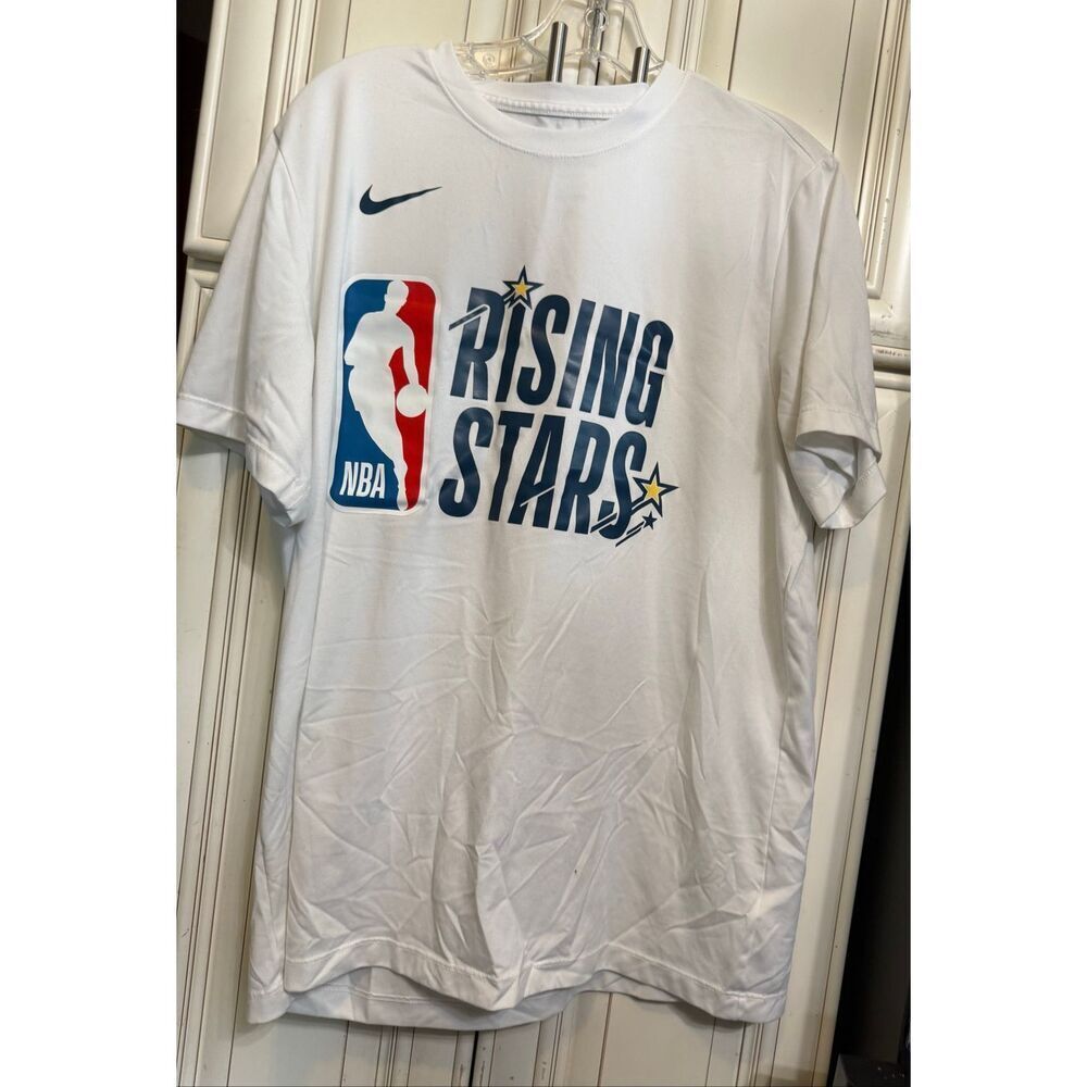 Nike Adult Dri-FIT Rising Stars NBA Logo Short Sleeve T-Shirt White Size Large